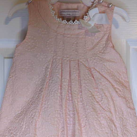 Catherine Malandrino Pink Lace Pearl Cotton Pleated Dress - 6-9 mos. NWOT - Picture 4 of 11